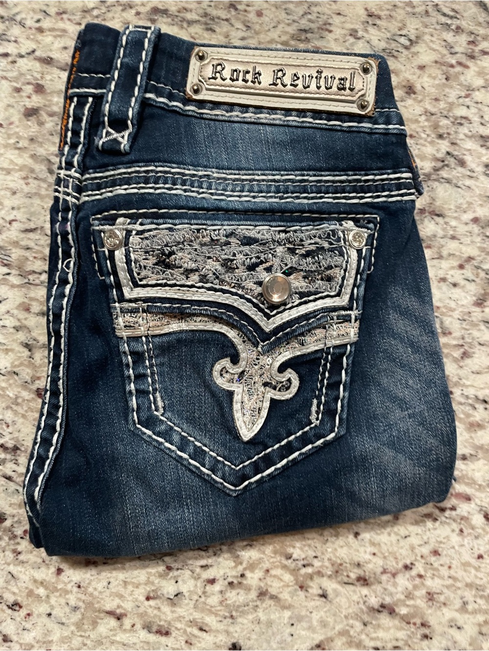 Rock Revival Betty Mid-Rise Skinny with Dark Blue EmbroideredJeans